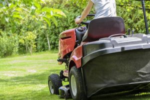 mowing the grass